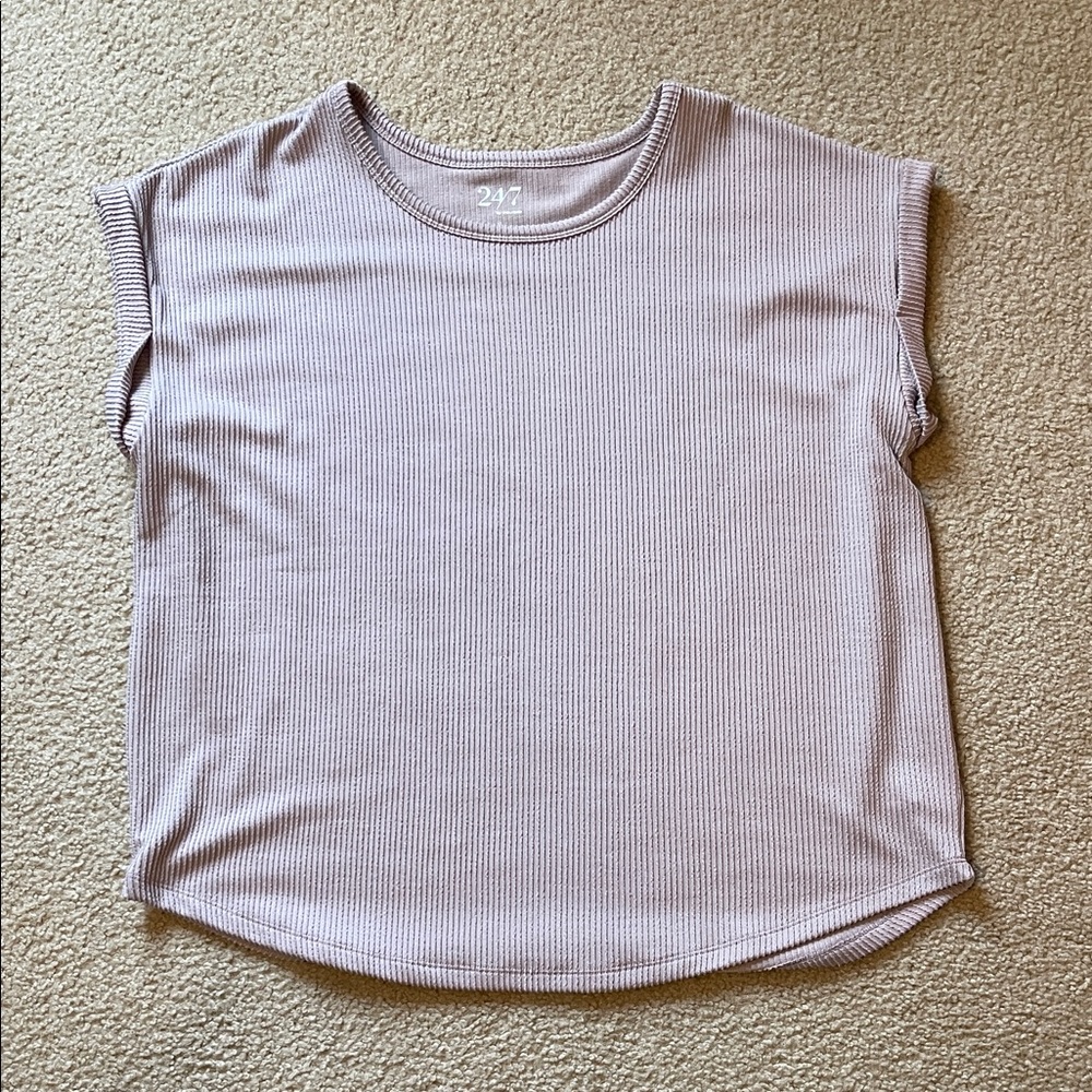 Maurices Women's Short Sleeve Ribbed Tee in Soft Lavender